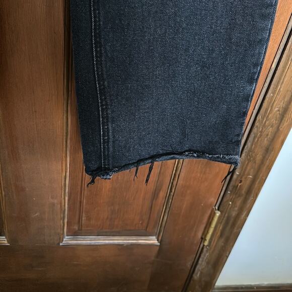 Pretty Little Thing | Black Jeans Frayed Hem Wide Leg Size US 2/ UK 6 - Picture 3 of 16